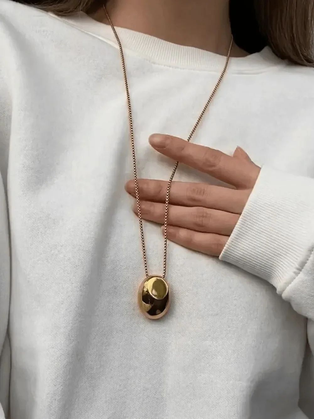 Elegant Gold Long Pendant Necklace R776